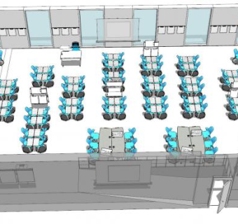 现代小组形蓝色会议室SU模型下载_sketchup草图大师SKP模型