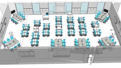 现代小组形蓝色会议室SU模型下载_sketchup草图大师SKP模型
