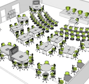 现代大型办公会议室SU模型下载_sketchup草图大师SKP模型