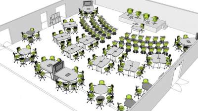 现代大型办公会议室SU模型下载_sketchup草图大师SKP模型