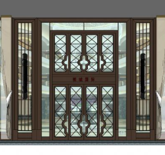 酒店大门su模型下载_sketchup草图大师SKP模型