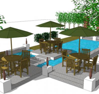 花园餐厅su模型下载_sketchup草图大师SKP模型