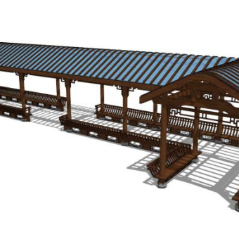 中国风廊架su模型下载_sketchup草图大师SKP模型