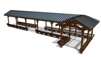 中国风廊架su模型下载_sketchup草图大师SKP模型