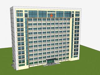 现代医院急诊大楼设计SU模型下载_sketchup草图大师SKP模型