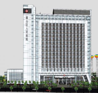 惠山区人民医院建筑设计SU模型下载_sketchup草图大师SKP模型