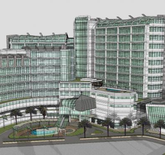 现代整体医院SU模型下载_sketchup草图大师SKP模型