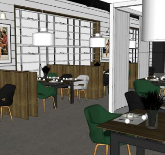 欧式餐吧餐厅设计su模型下载_sketchup草图大师SKP模型