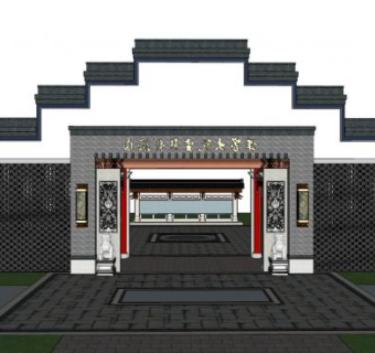 酒店大门入口su模型下载_sketchup草图大师SKP模型