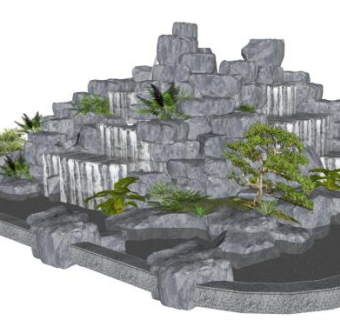 景观假山su模型下载_sketchup草图大师SKP模型