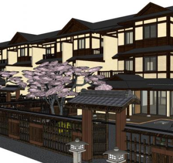 日式竹篱笆景观su模型下载_sketchup草图大师SKP模型