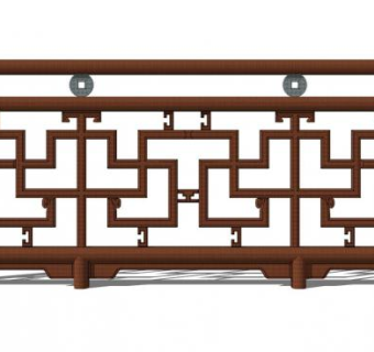 古建筑木制栏杆su模型下载_sketchup草图大师SKP模型