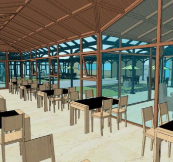 玻璃餐厅su模型下载_sketchup草图大师SKP模型