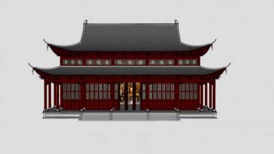 中式寺庙大雄宝殿SU模型下载_sketchup草图大师SKP模型