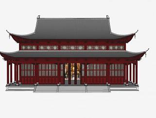 中式寺庙大雄宝殿SU模型下载_sketchup草图大师SKP模型