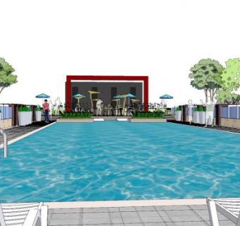 现代休闲泳池SU模型下载_sketchup草图大师SKP模型