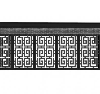 中式镂空围墙su模型下载_sketchup草图大师SKP模型