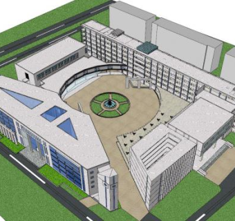 现代整体教学楼SU模型下载_sketchup草图大师SKP模型