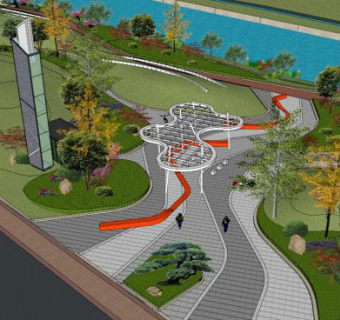 公园绿地su模型下载_sketchup草图大师SKP模型