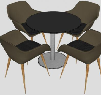 现代风格四人圆桌su模型下载_sketchup草图大师SKP模型