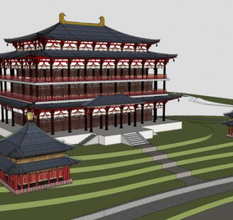 日式神社建筑SU模型下载_sketchup草图大师SKP模型