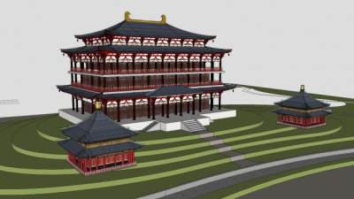 日式神社建筑SU模型下载_sketchup草图大师SKP模型