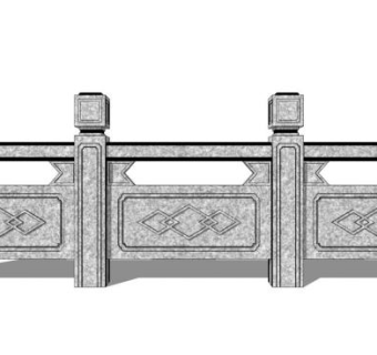 中式仿古石栏杆su模型下载_sketchup草图大师SKP模型