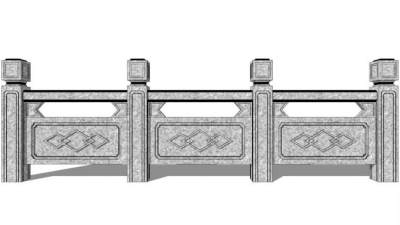 中式仿古石栏杆su模型下载_sketchup草图大师SKP模型