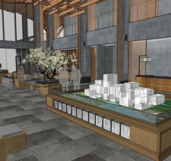 售楼部室内su模型下载_sketchup草图大师SKP模型