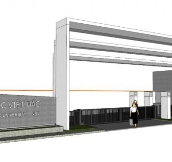 校门设计su模型下载_sketchup草图大师SKP模型