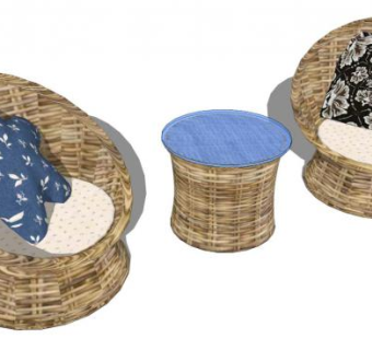 户外编藤沙发su模型下载_sketchup草图大师SKP模型