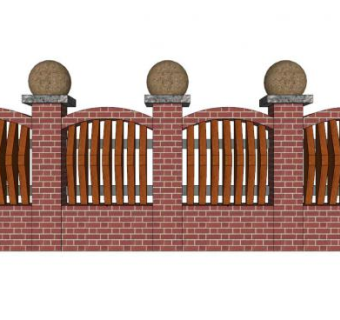 砖砌围墙su模型下载_sketchup草图大师SKP模型