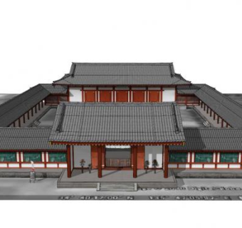 玄奘三藏院寺院SU模型下载_sketchup草图大师SKP模型