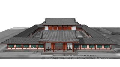 玄奘三藏院寺院SU模型下载_sketchup草图大师SKP模型