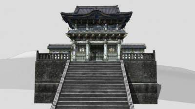 日式寺院建筑SU模型下载_sketchup草图大师SKP模型