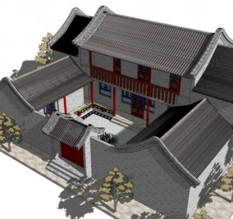 四合院屋顶su模型下载_sketchup草图大师SKP模型
