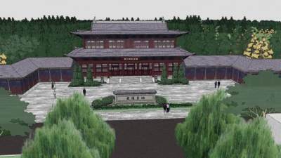 武大郎纪念馆建筑SU模型下载_sketchup草图大师SKP模型