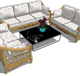 古典沙发su模型下载_sketchup草图大师SKP模型