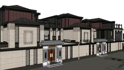 新中式古建筑su模型下载_sketchup草图大师SKP模型