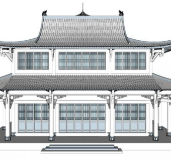 中国风古建筑su模型下载_sketchup草图大师SKP模型