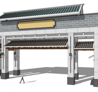 小区入口景观su模型下载_sketchup草图大师SKP模型