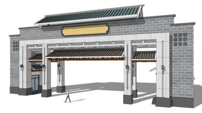 小区入口景观su模型下载_sketchup草图大师SKP模型