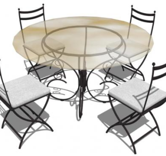 户外铁艺桌椅su模型下载_sketchup草图大师SKP模型