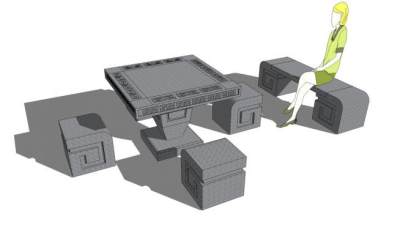 大理石桌凳su模型下载_sketchup草图大师SKP模型