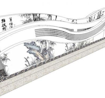 古代诗歌景墙su模型下载_sketchup草图大师SKP模型