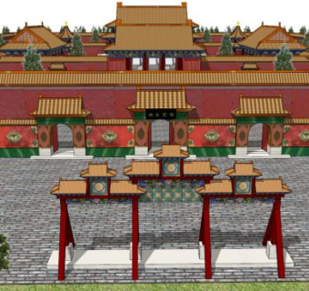 宫殿门su模型下载_sketchup草图大师SKP模型