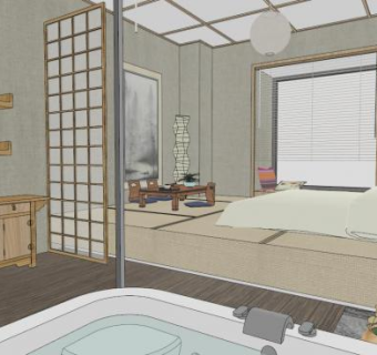 日式风格酒店su模型下载_sketchup草图大师SKP模型