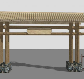 乡村景观大门su模型下载_sketchup草图大师SKP模型