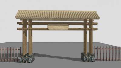 乡村景观大门su模型下载_sketchup草图大师SKP模型