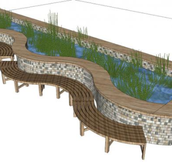园林景观长椅su模型下载_sketchup草图大师SKP模型